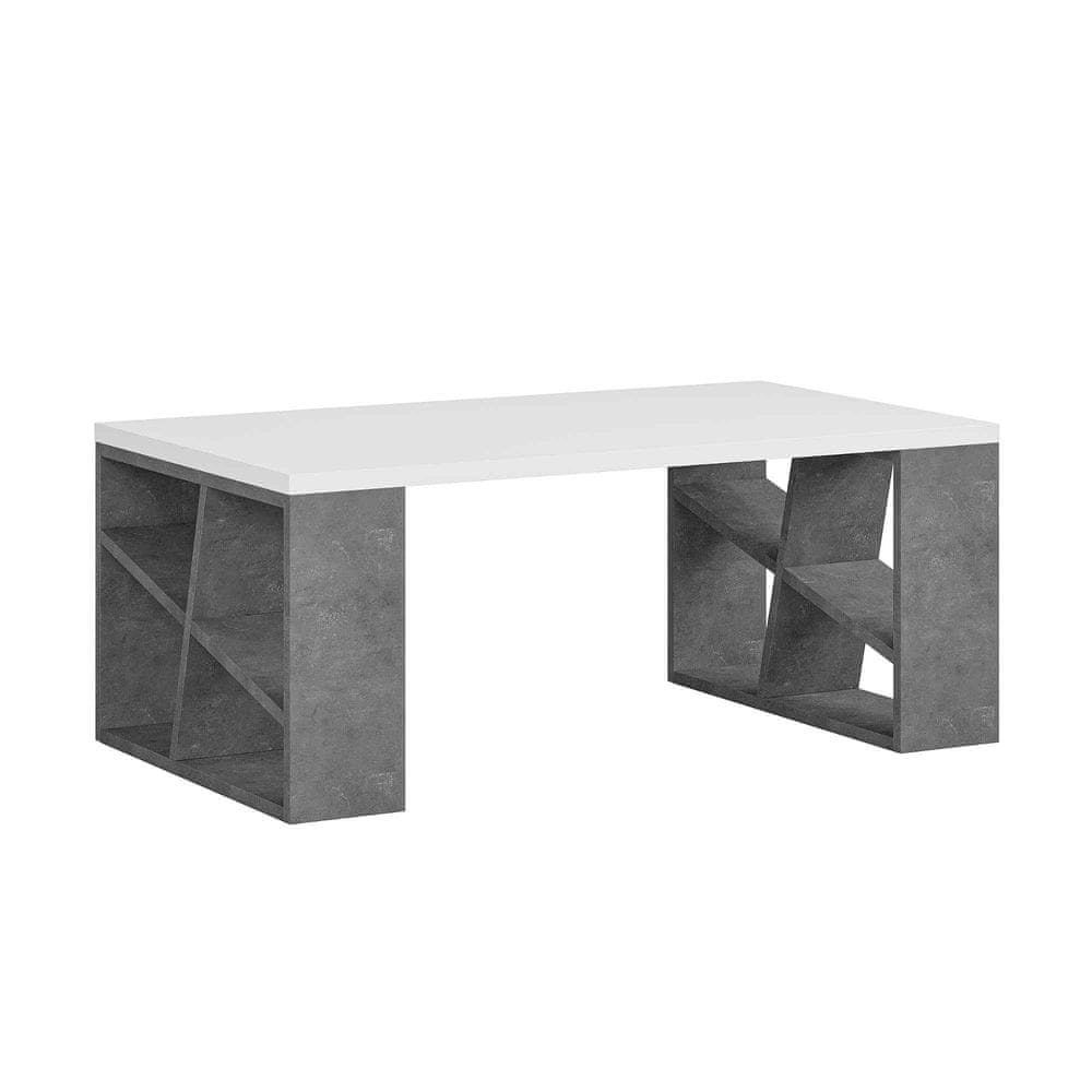 VerDesign Dizajnový konferenčný stolík CHIARA, biely / šedý